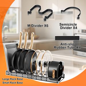 Metal <b>Pots</b> and Pans Organizer Durable Expandable Kitchen Cabinet Organizer <b>Pots</b> and Pans Storage Holder - Product Image 4