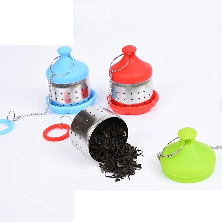 Hot selling silicone tea filter daily life 304 stainless steel silica gel tea bag tea infuser