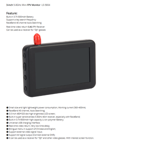 LS5804 3 Inch Mini 5.8G FPV Monitor 40CH Compact Display Screen Suitable For FPV Racing Quadcopters And DC Motor System - Product Image 6