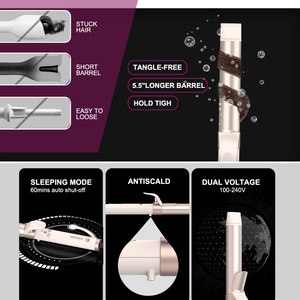 Varita rizadora de pelo automática, módulo de calefacción Dual, pantalla <span class=keywords><strong>LED</strong></span>, rizador de pelo eléctrico con diseño de escaldado de hormigas para uso doméstico en Hotel almacenado - Product Image 3