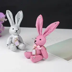 Frost Rabbit Rag Doll Diamond 5 Pendant Key Rings Wholesale Promotional Gift Anti-Lost Car Key Schoolbag Accessories Keychains