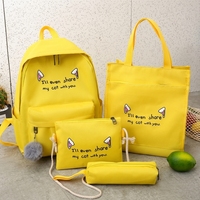 Sac à dos unisexe tendance 2025 de haute qualité, ensemble scolaire pour étudiants, mignon, 4 pièces, en toile et polyester, avec fermeture éclair à motif de dessin animé