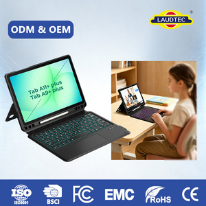 เคสคีย์บอร์ดบลูทูธแบบแข็งแรงทนทาน OEM/ODM สำหรับ Samsung Galaxy Tab A9+/A11+ 11 นิ้ว 360 องศา °   การปกป้องแบบเต็มรูปแบบด้วยฝาครอบหนัง PU ที่เช็ดทำความสะอาดได้ - Product Image 1