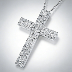 CUSTOM SILVER 10K/14K/18K GOLD PLATED LAB GROWN CVD DIAMOND CLASSIC ENGAGEMENT GIFT SWEATER <b>CHAIN</b> NECKLACE <b>CROSS</b> PENDANT - Product Image 2