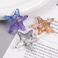 Perles acryliques transparentes dégradées brillantes UV en forme d'étoile de mer 35x39mm avec trou - Série Océan Breloques DIY pour chaînes de téléphone (vente en gros)
