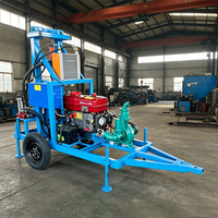 Foreuse de puits d'eau diesel portable sur roues, modèle 150, profondeur 200m, pour l'irrigation agricole en puits profonds