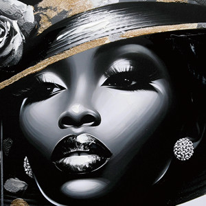 Elegante Cuadro de Pintura al Óleo con Lámina Dorada de Dama Negra, Arte de Pared Inspirado en Mujeres <span class=keywords><strong>Africanas</strong></span> con Estilo, Pinturas de Retrato <span class=keywords><strong>para</strong></span> Decoración de Interiores - Product Image 4