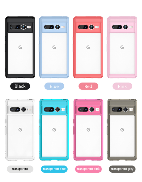 Factory Blockbuster for Google 7 Pixel Pro Colorful Transparent Black Anti Drop Case Protector