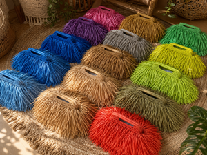 Borsa da Spiaggia di Lusso in Rafia di Carta con Nappe, 100% Fatta <span class=keywords><strong>a</strong></span> Mano, Borse all'Uncinetto, Pochette da Sera per Matrimoni per Donne - Product Image 6
