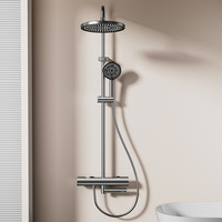 Ensemble de douche à effet pluie numérique LED en aluminium sur mesure OEM, haute pression, fixation murale, barre coulissante, robinet en céramique, vente en gros pour salle de bain