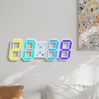 Jam Dinding Digital LED Layar Warna Terbaru, Desain Jam Meja 3D Pintar dengan Temperatur dan Kalender