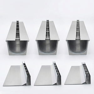 Système de drainage au sol en acier inoxydable pour matériaux de construction, gouttière en béton polymère pour l'aménagement paysager - Product Image 1