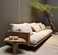 Mobilier d'extérieur en bois massif teck haut de gamme ensembles de jardin d'hôtel canapé d'extérieur Villa avec table basse ensemble de meubles de patio Villa