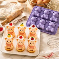 Moule de cuisson en silicone 3D en forme de cochon, polyvalent et flexible, pour savon, résine, glaçons, facile à nettoyer, pour la préparation de desserts domestiques