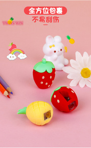 Sacapuntas de piña y fresa Manual de dibujos animados Mini Sacapuntas de frutas 366 - Product Image 6