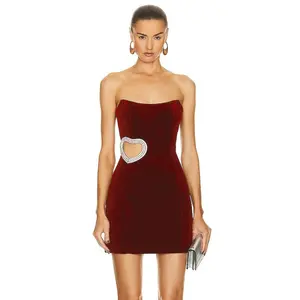 C3460 Sexy Off Ombro Senhoras Roupas Mulheres Tubo Cut Out Party Dress Vermelho 2023 Mini Vestido