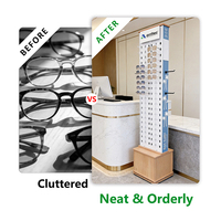 Présentoir Optique Personnalisé en Bois avec Base de Rangement, Support Transparent pour Embouts de Nez, Présentoir à Lunettes, Mobilier Commercial pour Magasin