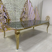 Tables de salle à manger de mariage en acier inoxydable or/argent de meubles d'événements de partie d'hôtel de prix usine bon marché