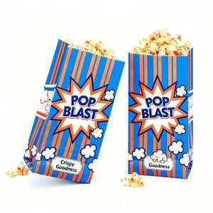 Custom <b>Grease</b> Proof Kraft <b>Paper</b> Popcorn Packaging Bag Biodegradable Recycled Materials with Cartoon Logo Printed - Product Image 1