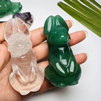Vente en gros de lapins en cristal sculptés à la main, pierres précieuses multiples, figurines d'animaux en cristal Peter Rabbit, 5-7 cm, violet, vert