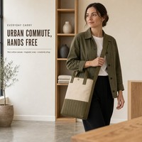 Sac fourre-tout en toile de coton 16 oz avec logo personnalisé, matelassé, color-block, bandoulière rembourrée, fermeture magnétique, pour trajets urbains, OEM