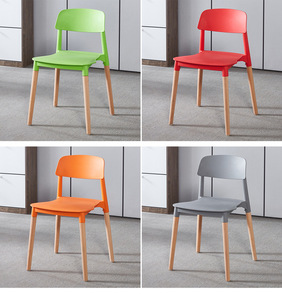 Chaise de salle à manger avec dossier épaissi, design scandinave moderne, pieds en bois, mobilier de maison, tabouret de restaurant - Product Image 6