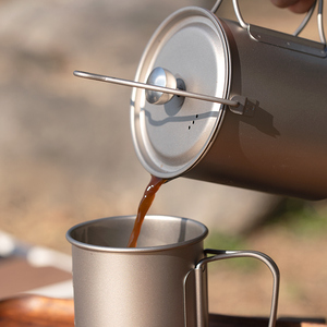 Pot en titane 750 ml, cafetière à piston portable, cafetière à piston ultralégère pour le <span class=keywords><strong>camping</strong></span>, compatible avec les réchauds de <span class=keywords><strong>camping</strong></span> - Product Image 5