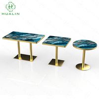 Tables de salle à manger de restaurant haut de gamme de style moderne HUALIN, en pierre frittée ou en verre, personnalisables avec des motifs