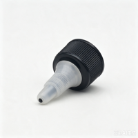 Bouteille compte-gouttes en plastique noir côtelé 24/410 avec bouchon à vis et embout transparent pour produits cosmétiques, chimiques et liquides ménagers