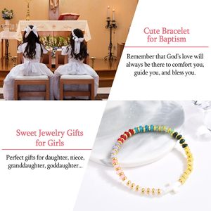 Pulsera de Cruz para <span class=keywords><strong>Bautizo</strong></span>, Decoraciones Coloridas con Cuentas, Joyería de Fe y Esperanza con Tarjeta para Niñas y Niñas Bautizadas - Product Image 5