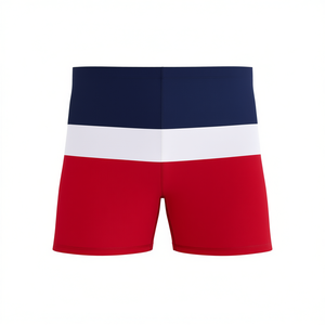 Buonic Pantaloncini da bagno da uomo a righe rosse, blu navy e bianche, a vita alta, taglie M, L, XL, XXL, confezione da 8 pezzi - Product Image 1