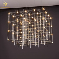 Lustre Cube Lumineux Personnalisé pour Hall d'Hôtel, Villa à Plafond Haut, Centre Commercial, Décoration Artistique