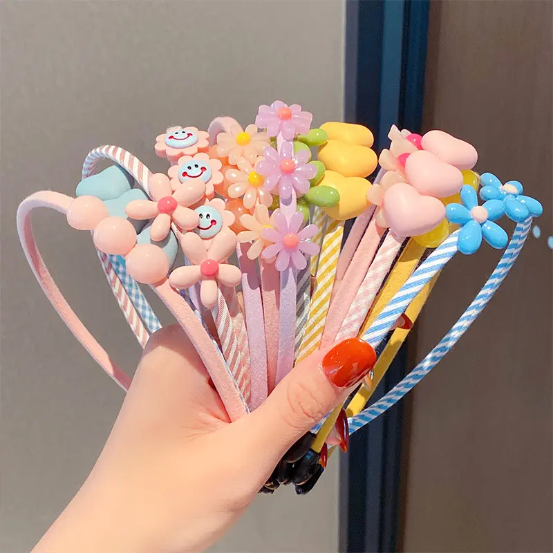 Wholesale cute baby kids flower candy color headbands children girls pink hair accessories