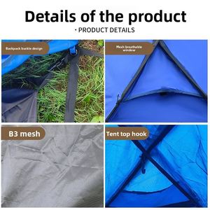 Tente personnalisée pour l'extérieur, ultra-légère, quatre saisons, 3-4 personnes, imperméable, en tissu Oxford, grande, portable, pliable, double couche - Product Image 4