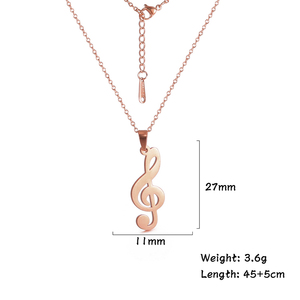 Suake — collier élégant avec symbole Musical, pendentif trible G Clef, en acier inoxydable, plaqué or véritable, bijoux à breloque musicale - Product Image 6