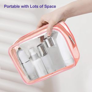 Organisateur de stockage de toilette de voyage <span class=keywords><strong>Tsa</strong></span> <span class=keywords><strong>Transport</strong></span> approuvé sac cosmétique de maquillage de couleur de fermeture éclair transparente - Product Image 2