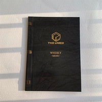 Ensemble de menus personnalisés en cuir PU noir à 3 anneaux, présentoir de factures et carte des vins haut de gamme