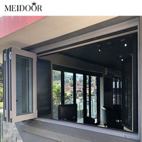 Fenêtre pliante verticale en aluminium avec moustiquaire en acier inoxydable pour façade de magasin extérieure
