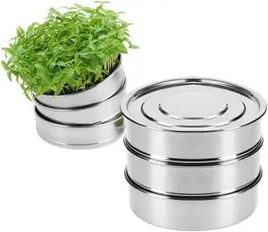 Stainless Steel Seed Sprouting Kit- Stackable Seed Sprouter Tray 1 layer cover plus 2 layer mesh