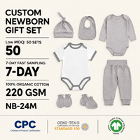 Fabricant d'ensembles de vêtements pour bébés, 7 pièces, vêtements pour nouveau-nés en coton biologique, logo personnalisé, OEM ODM, vente en gros pour les marques en ligne