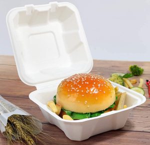 Pfas miễn phí phân hủy sinh học Takeaway 500ml thực phẩm container 6x6 inch compostable mía Burger hộp - Product Image 1