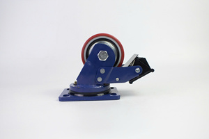 ล้อเลื่อนอุตสาหกรรมแบบหมุนได้ รับน้ำหนัก 300-1500 กก. พร้อมเบรก  โครงเหล็กเคลือบสังกะสี  แกน PU สีแดง  ดูดซับแรงกระแทก  ใช้งานได้อย่างคล่องตัว - Product Image 3