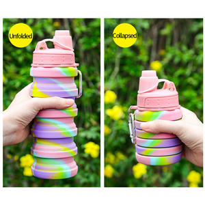 Bouteille d'eau en silicone pliable portable sans BPA de 500 ml pour le sport, la gym, les voyages, les enfants, avec logo personnalisé pour l'école des enfants - Product Image 2
