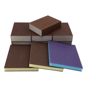 Sponge Sanding <b>Blocks</b> Brown Blue Double Sided For Woodworking Furniture Polishing Models - Product Image 1