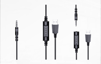 Headset Mikrofon Mono USB untuk Call Center, Earphone PC Berkabel dengan Mikrofon Putar untuk Telepon Kantor dan Bisnis, Laris Terjual