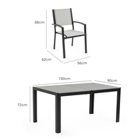 Ensemble de salle à manger de patio de 7 pièces ensemble de mobilier d'extérieur avec table résistante aux intempéries et 6 chaises pour jardin, cour, jardin et piscine