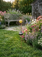 Lampes solaires LED de jardin IP65, étanches, en métal, avec verre craquelé, angle de faisceau à 360°, à intensité variable, pour allée extérieure, pelouse, jardin