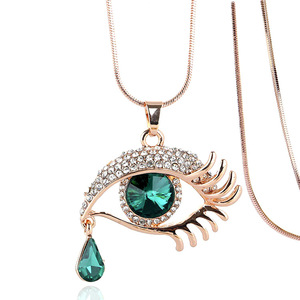 Модные длинные ожерелья с кристаллами и каплевидными глазами для женщин, цепочка для свитера, ювелирные изделия - Product Image 4