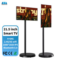 CST TV portabel 21.5 inci, Android 13 6gb + 128gb berdiri TV ikuti portabel TV pintar LCD Deepseek AI tampilan pintar portabel
