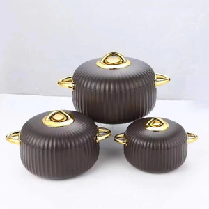 3Pcs 1L 2L 3.5L Insulated Casserole Round Gold Disc <strong>Knob</strong> Stackable Thermal Serving Dish Muslim Holiday Event Africa Catering Pot - Product Image 6